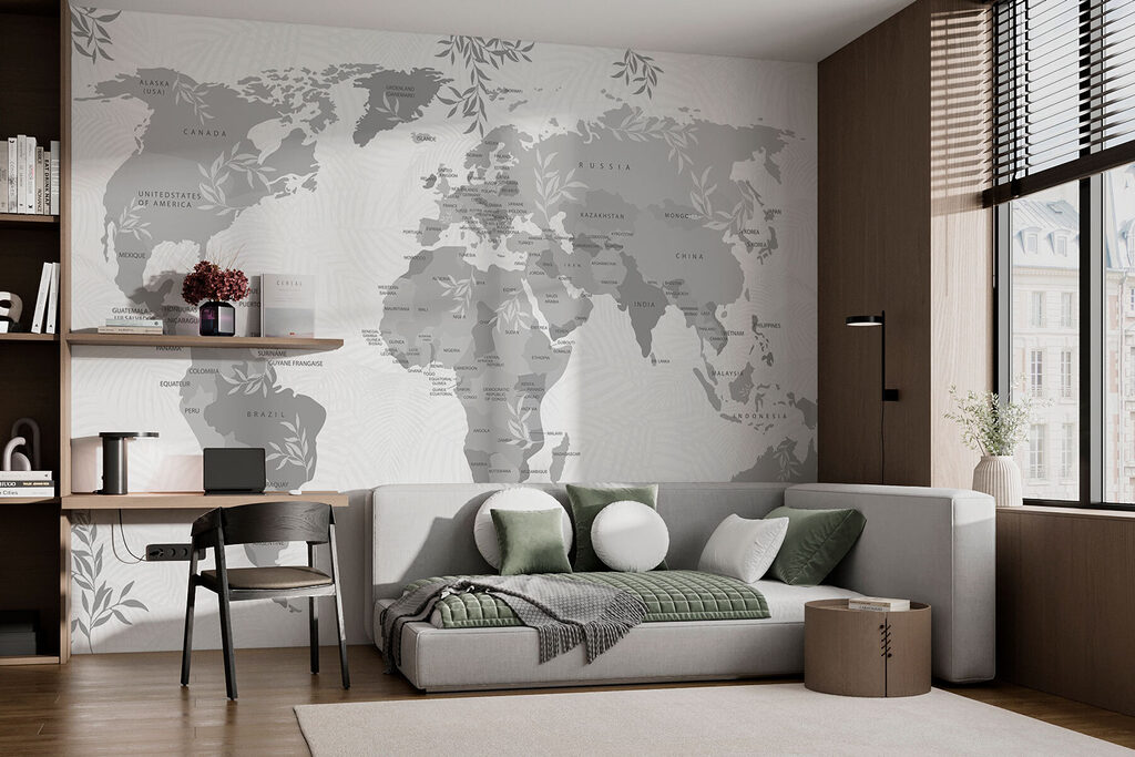 Mapa-mundo com ramos — interior 1
