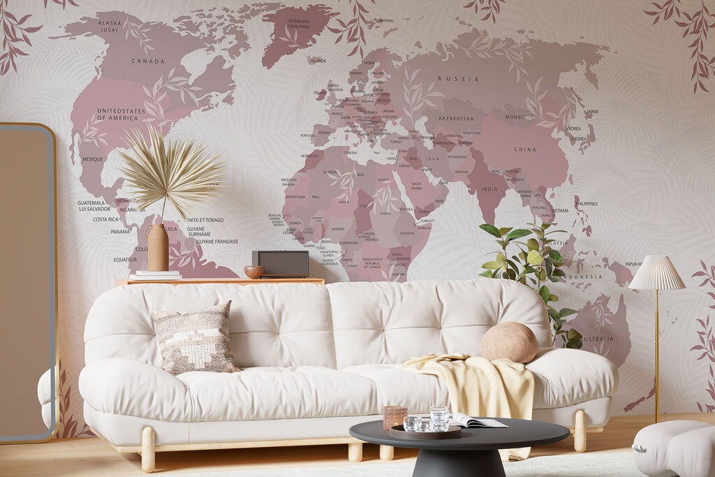 Mapa-mundo com ramos — interior 1