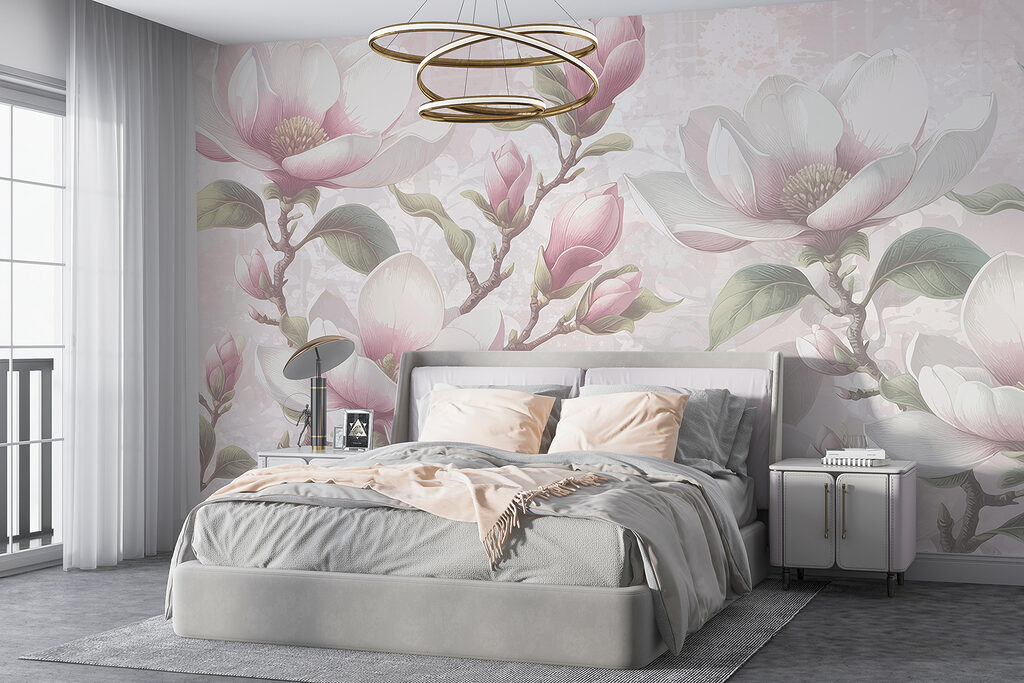 Magnólia cor-de-rosa em cinzentos — interior 1