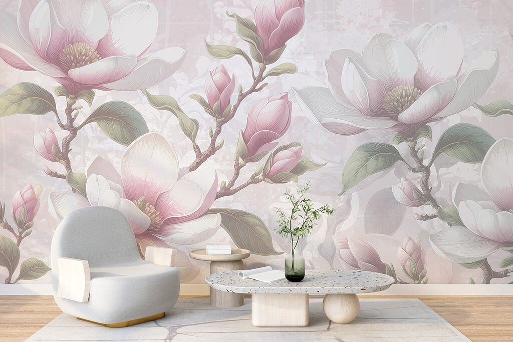 Magnólia cor-de-rosa em cinzentos — interior 3
