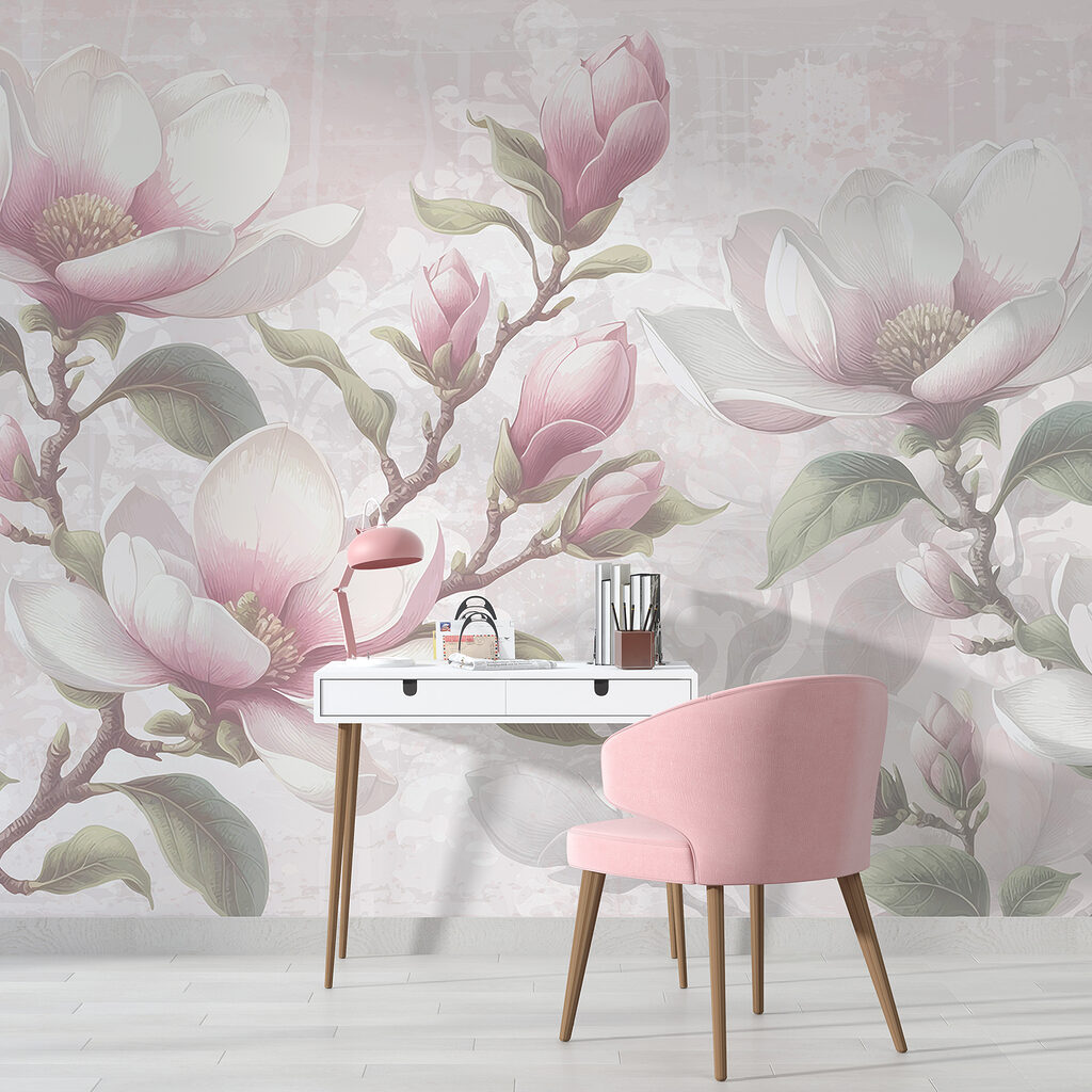 Magnólia cor-de-rosa em cinzentos — interior 4