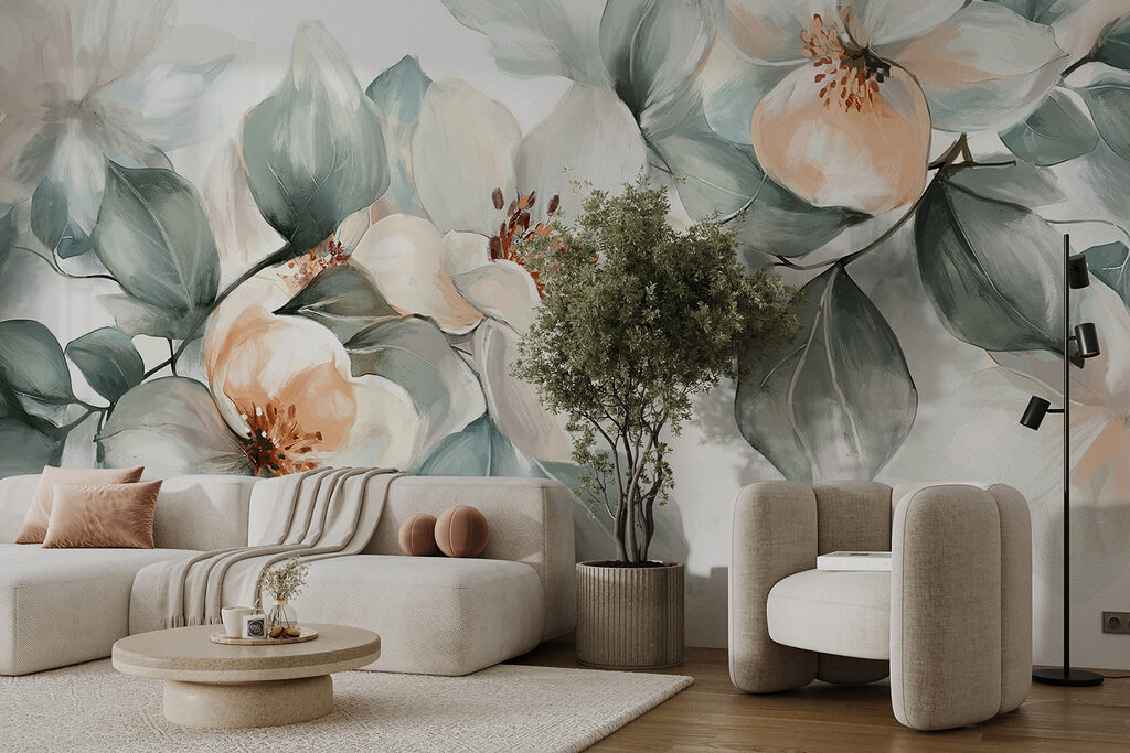 Flores brancas em verde-acinzentado — interior 6