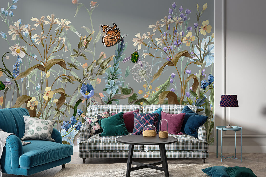 Borboletas entre hastes floridas — interior 2