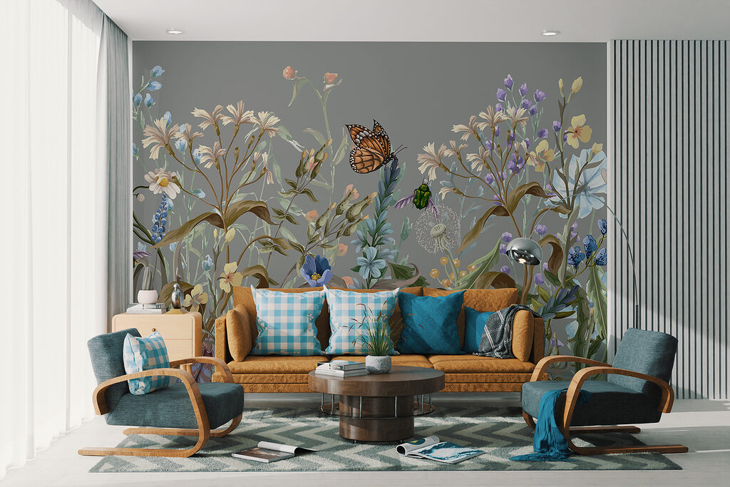 Borboletas entre hastes floridas — interior 3