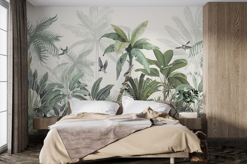Aves sobre plantas tropicais — interior 1