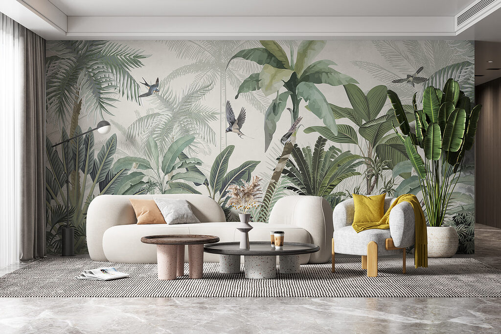 Aves sobre plantas tropicais — interior 3