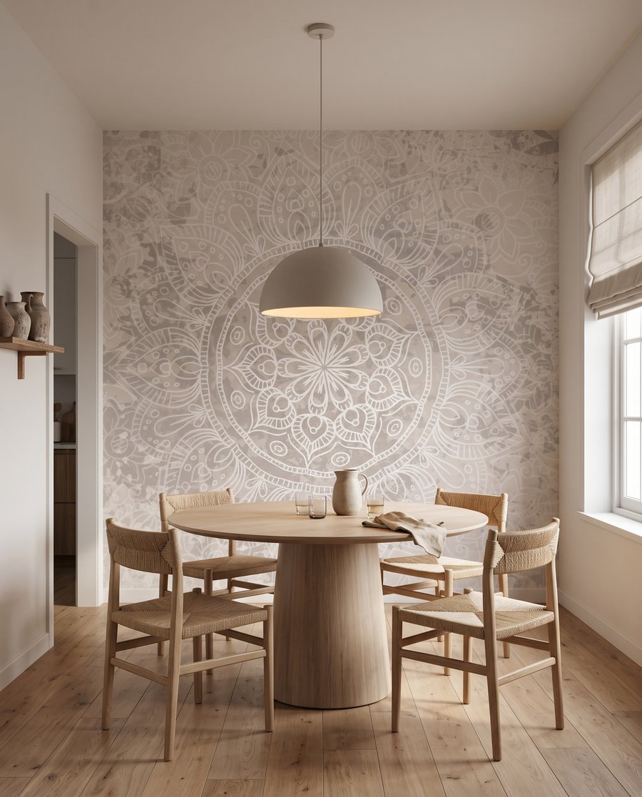 Mandala em rosa desbotado num interior