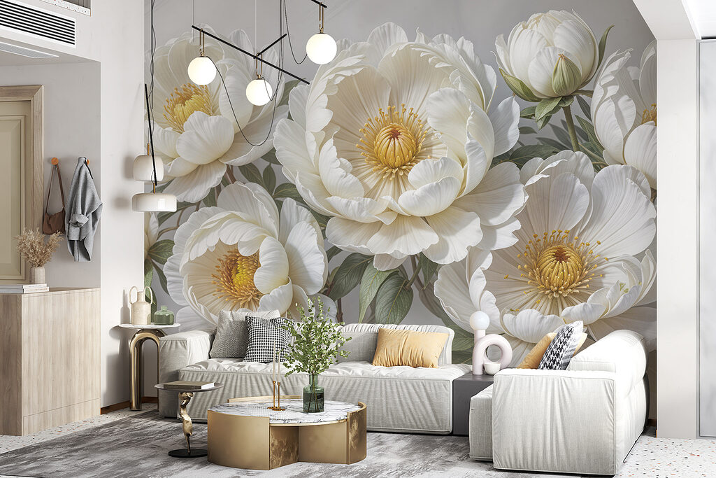 Flores brancas, miolo amarelo — interior 5