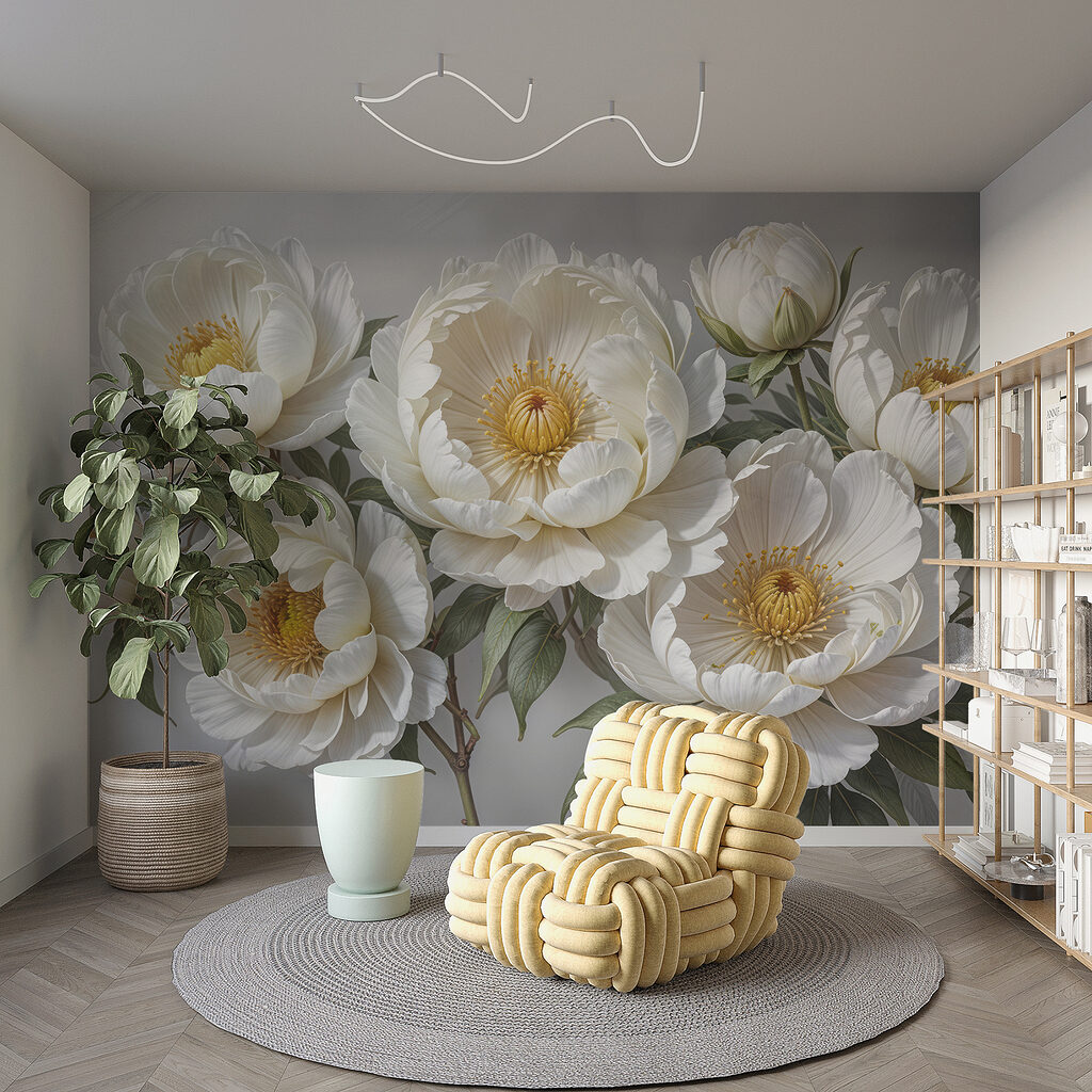 Flores brancas, miolo amarelo — interior 6