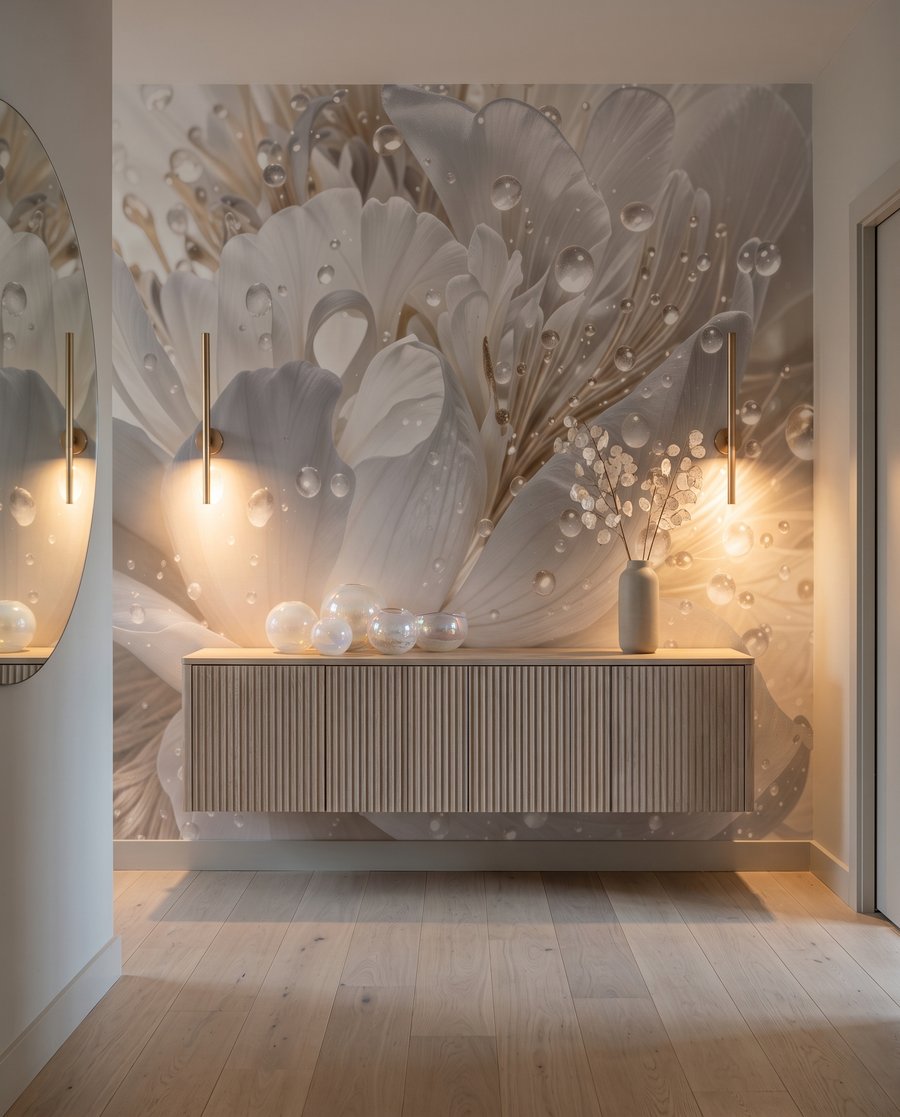 Flor branca orvalhada — interior 5