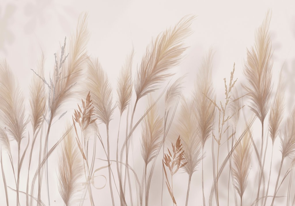 Penachos bege sobre branco — design completo