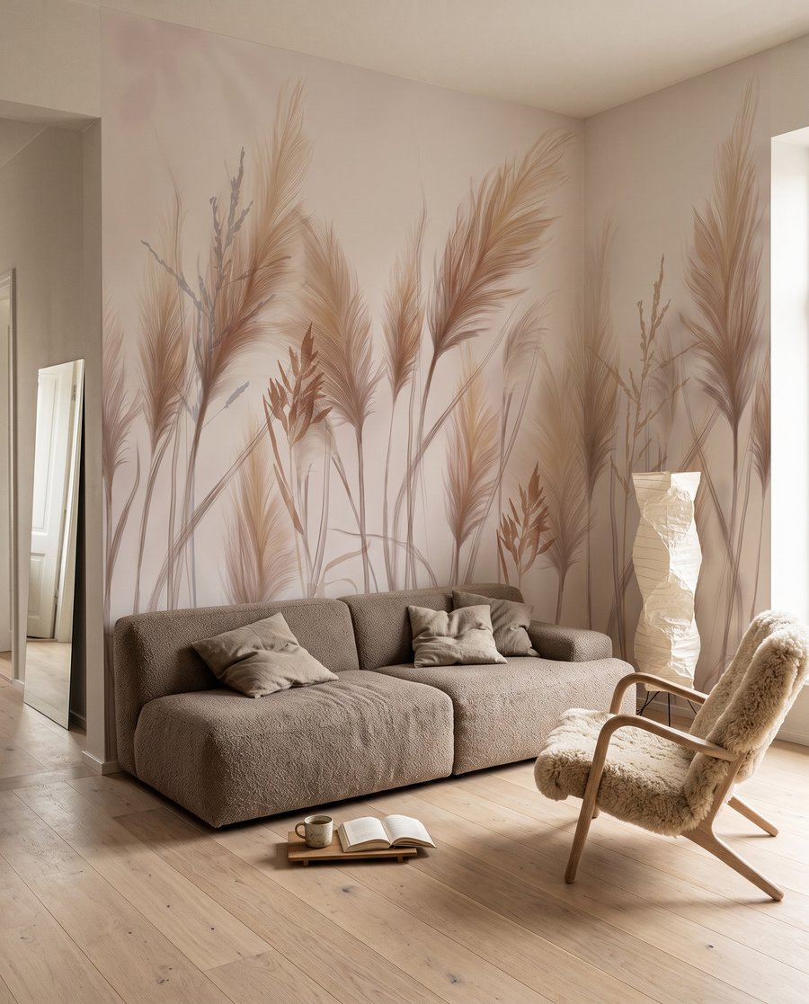 Penachos bege sobre branco — interior 3