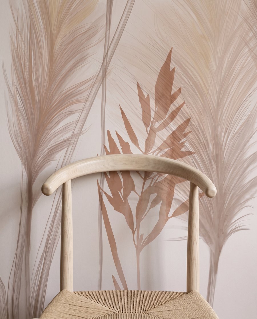 Penachos bege sobre branco — detalhe