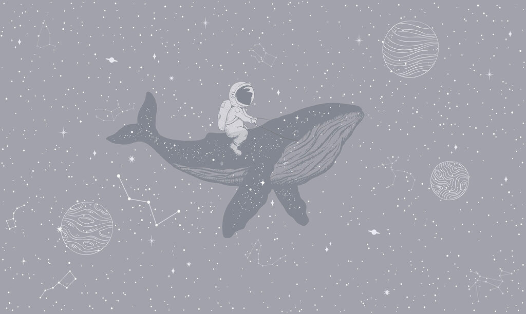 Astronauta numa baleia — design completo