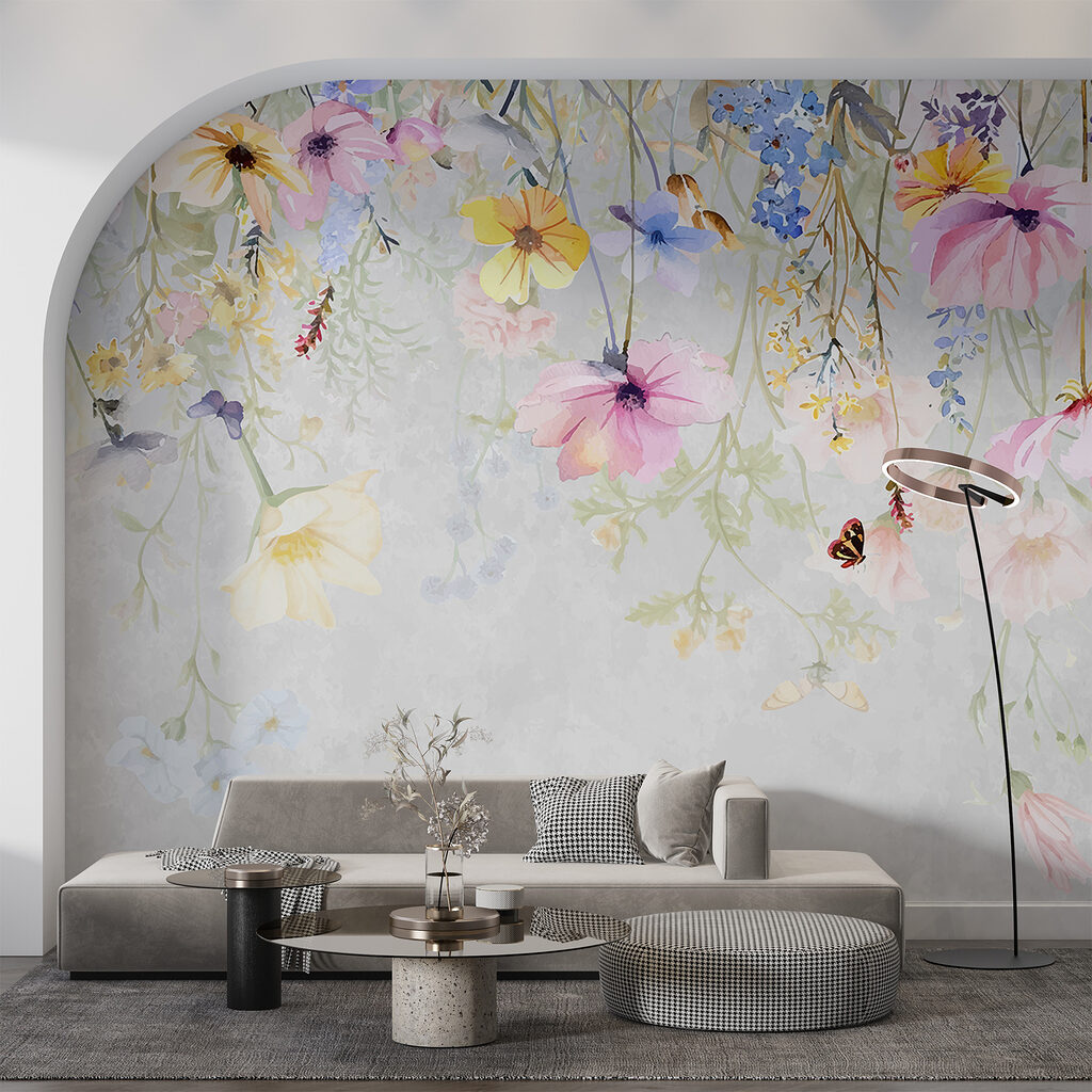 Flores pendentes em aguarela — interior 3