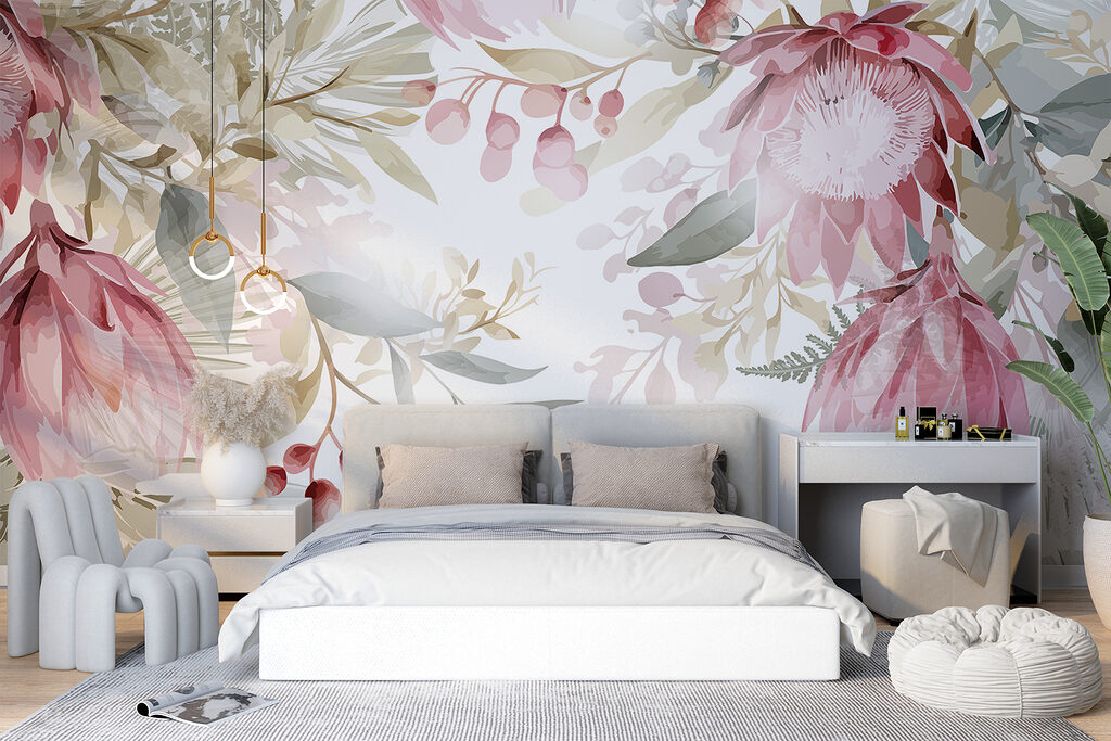 Flores cor-de-rosa no topo — interior 1
