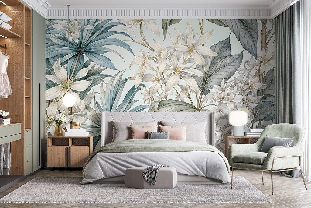 Flores entre folhas — interior 1