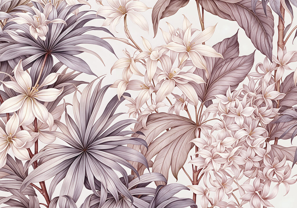 Flores entre folhas — design completo