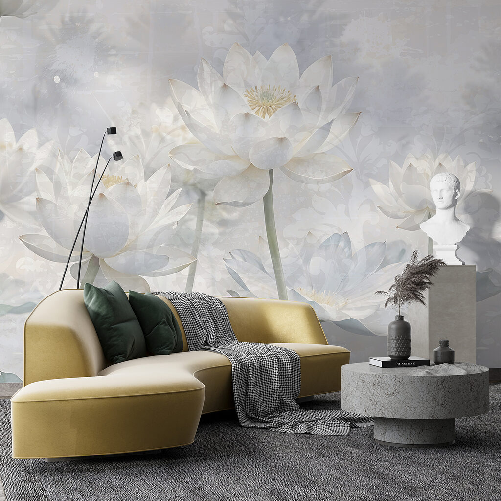 Lótus branco em névoa — interior 3