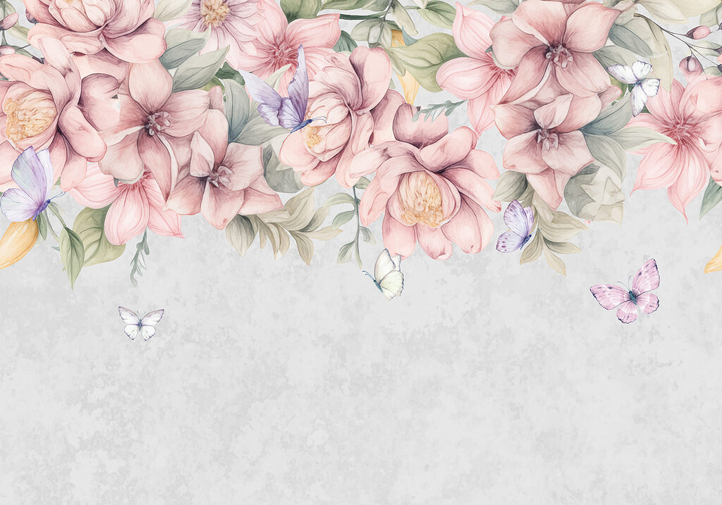 Flores e borboletas — design completo