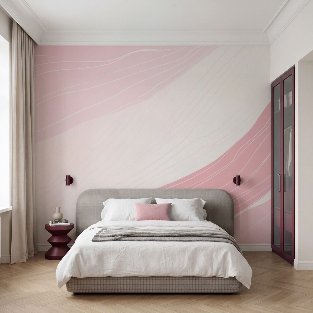 Linhas brancas sobre rosa — interior 2