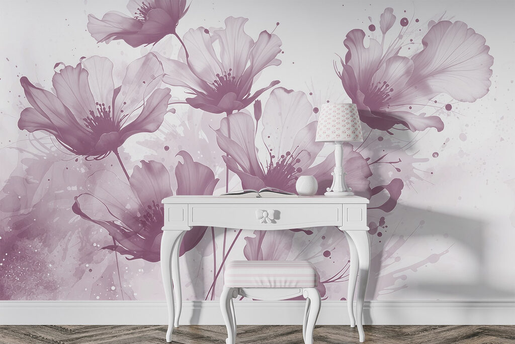Flores em tinta espalhada — interior 1