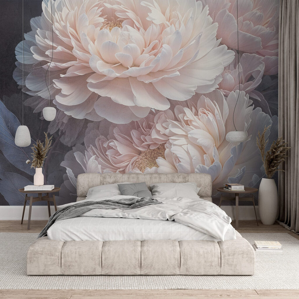 Peónias cor-de-rosa sobre antracite — interior 1
