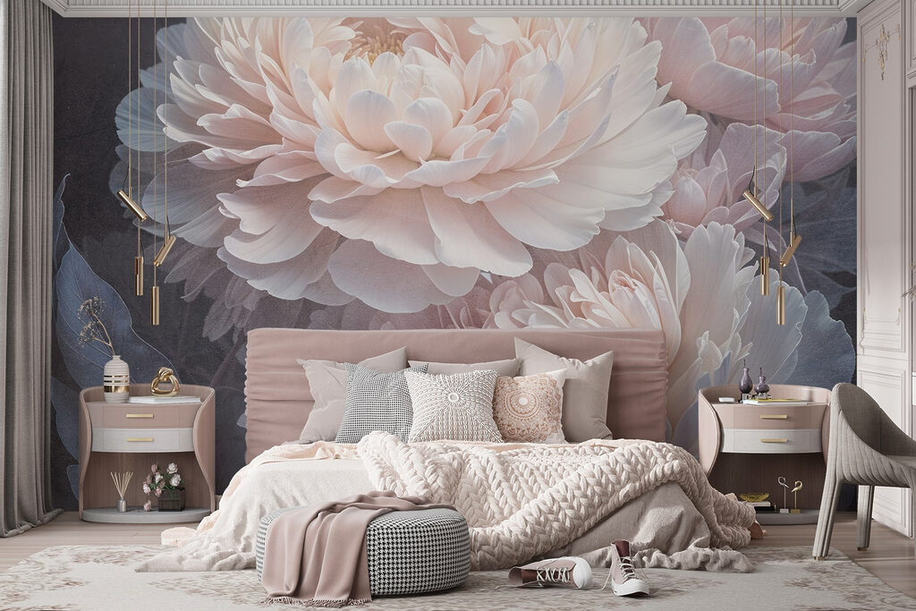 Peónias cor-de-rosa sobre antracite — interior 2