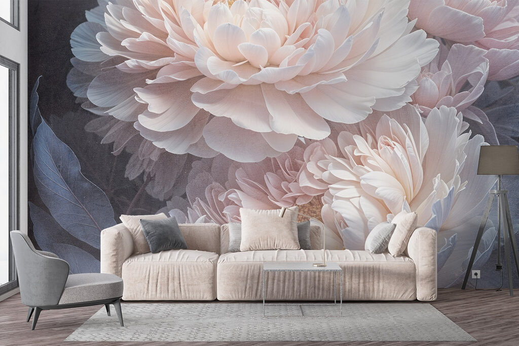Peónias cor-de-rosa sobre antracite — interior 5