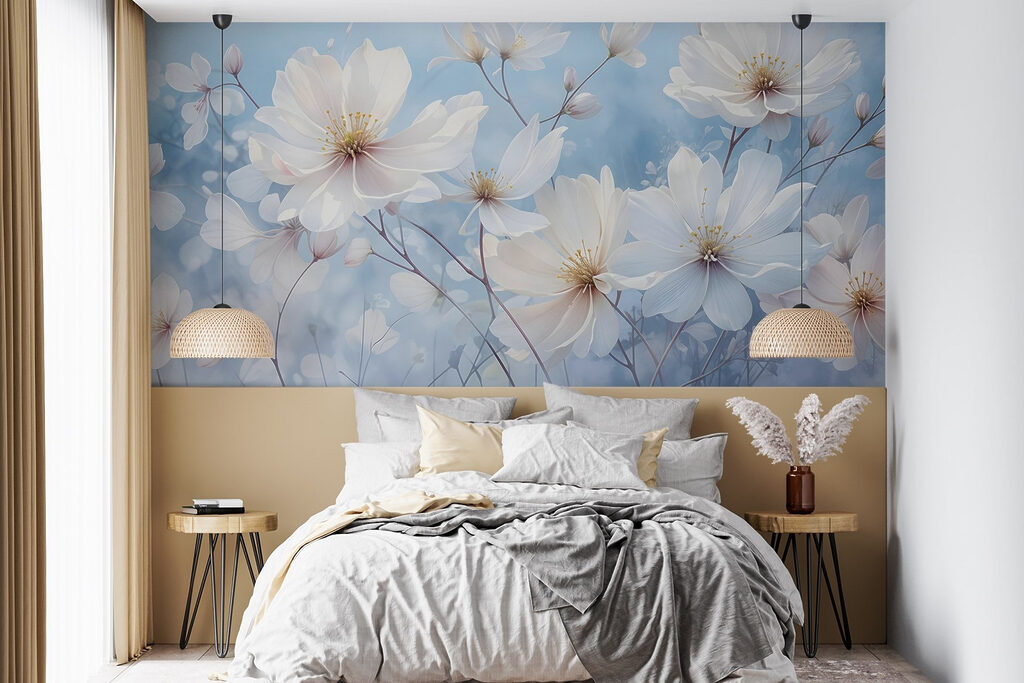 Flores brancas sobre azul-céu — interior 3
