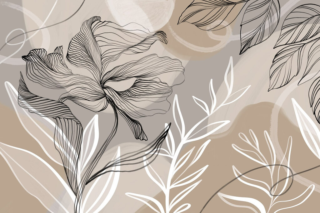 Flores desenhadas a linhas — design completo