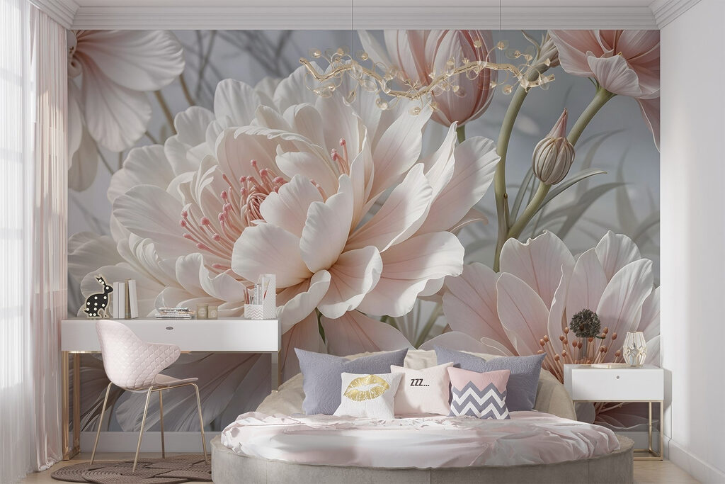 Flor branca em rosa — interior 2