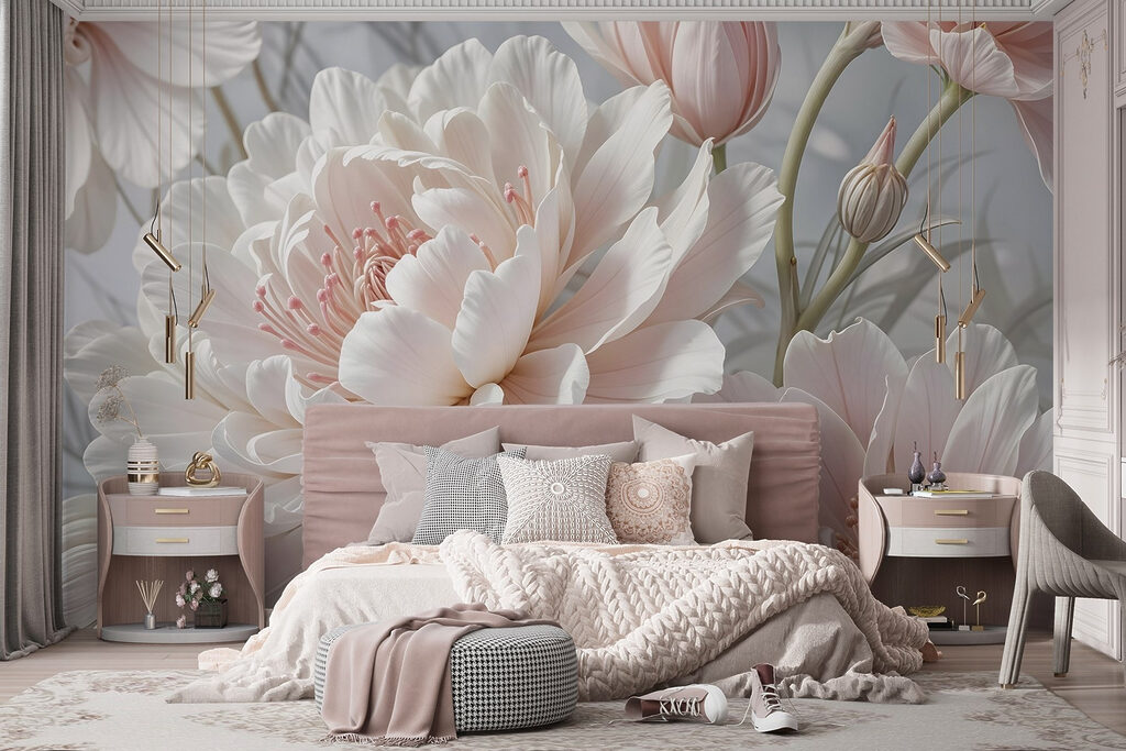 Flor branca em rosa — interior 3