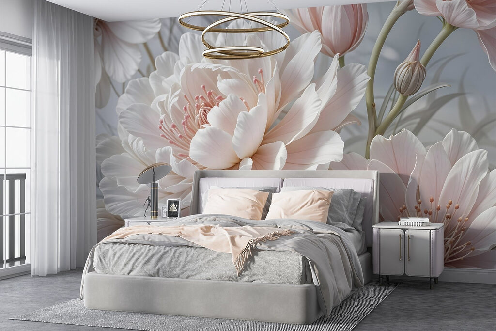 Flor branca em rosa — interior 4