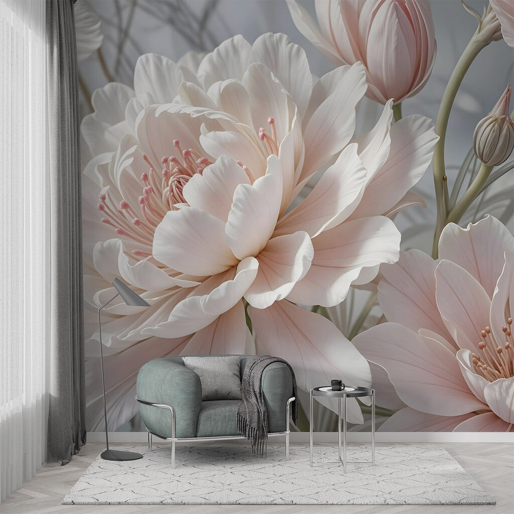 Flor branca em rosa — interior 5