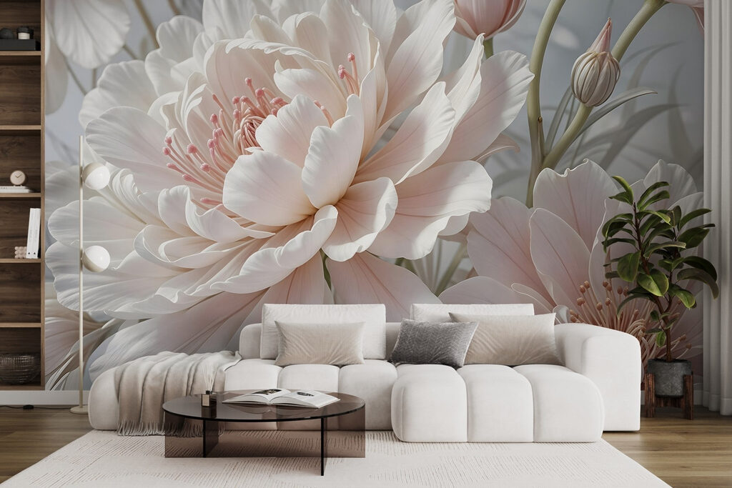 Flor branca em rosa — interior 6