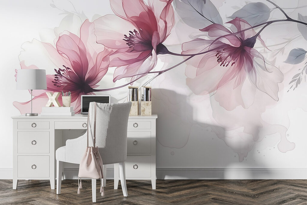 Flores cor-de-rosa em ramos — interior 3