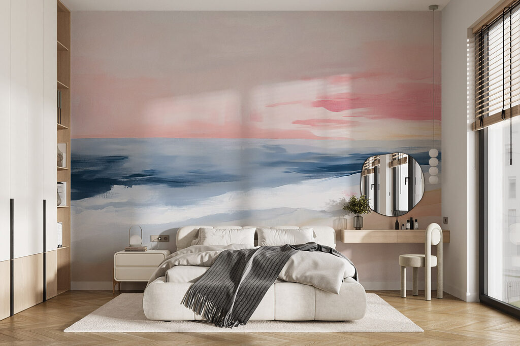 Mar sob céu cor-de-rosa — interior 1