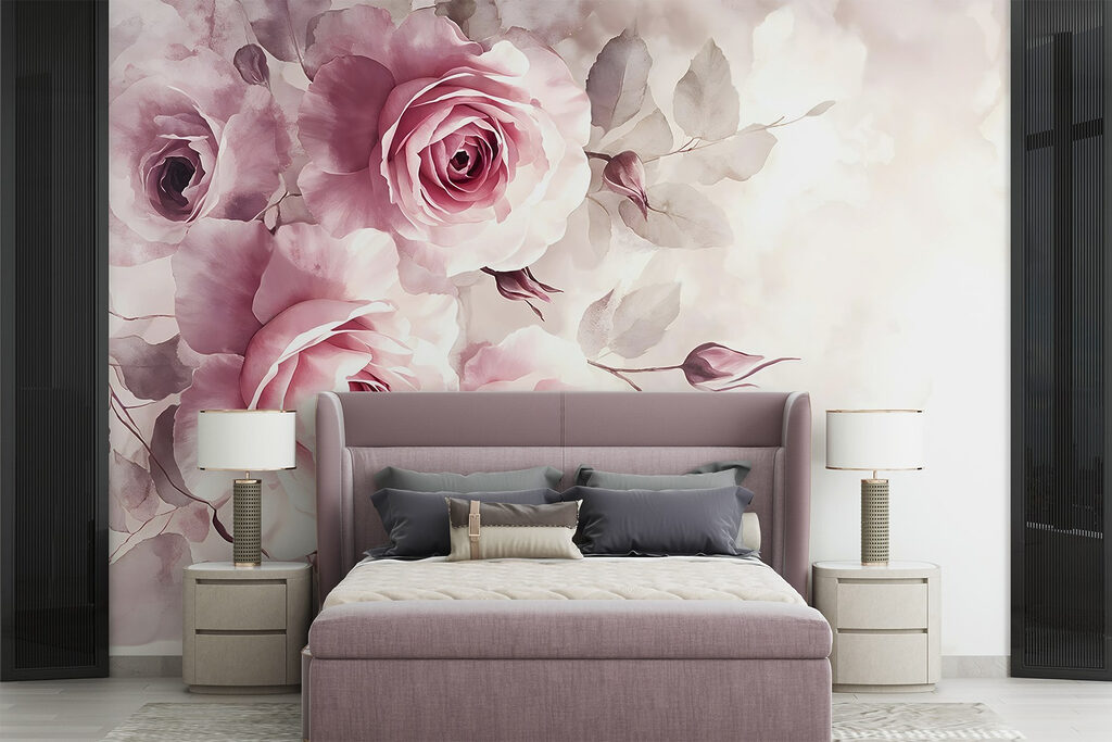 Rosas cor-de-rosa à esquerda — interior 1