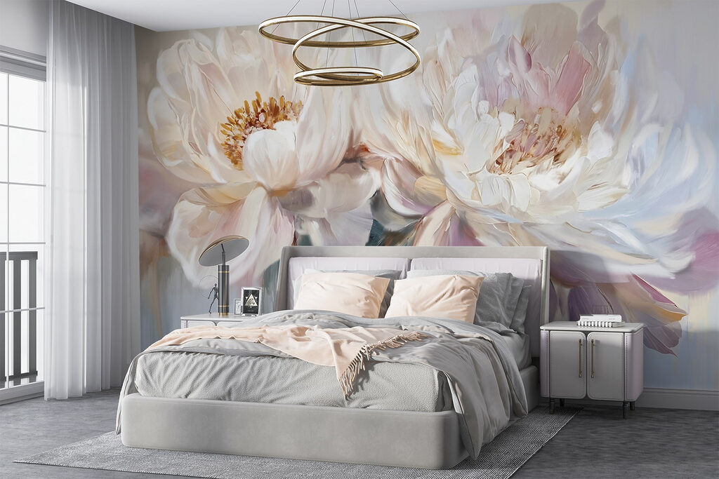 Peónias brancas em pastel — interior 2