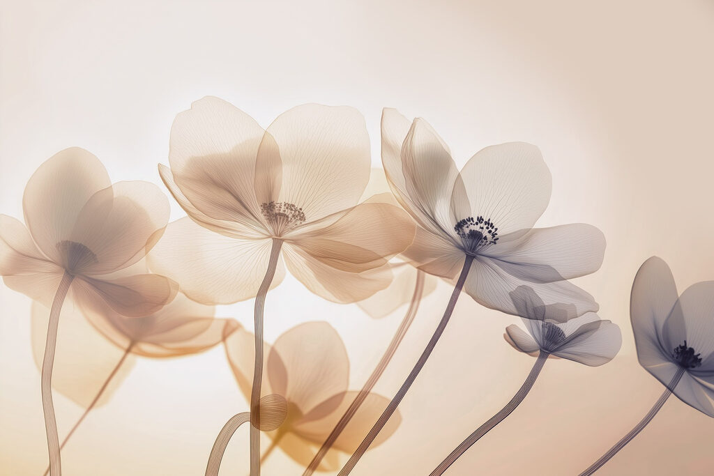 Flores transparentes — design completo