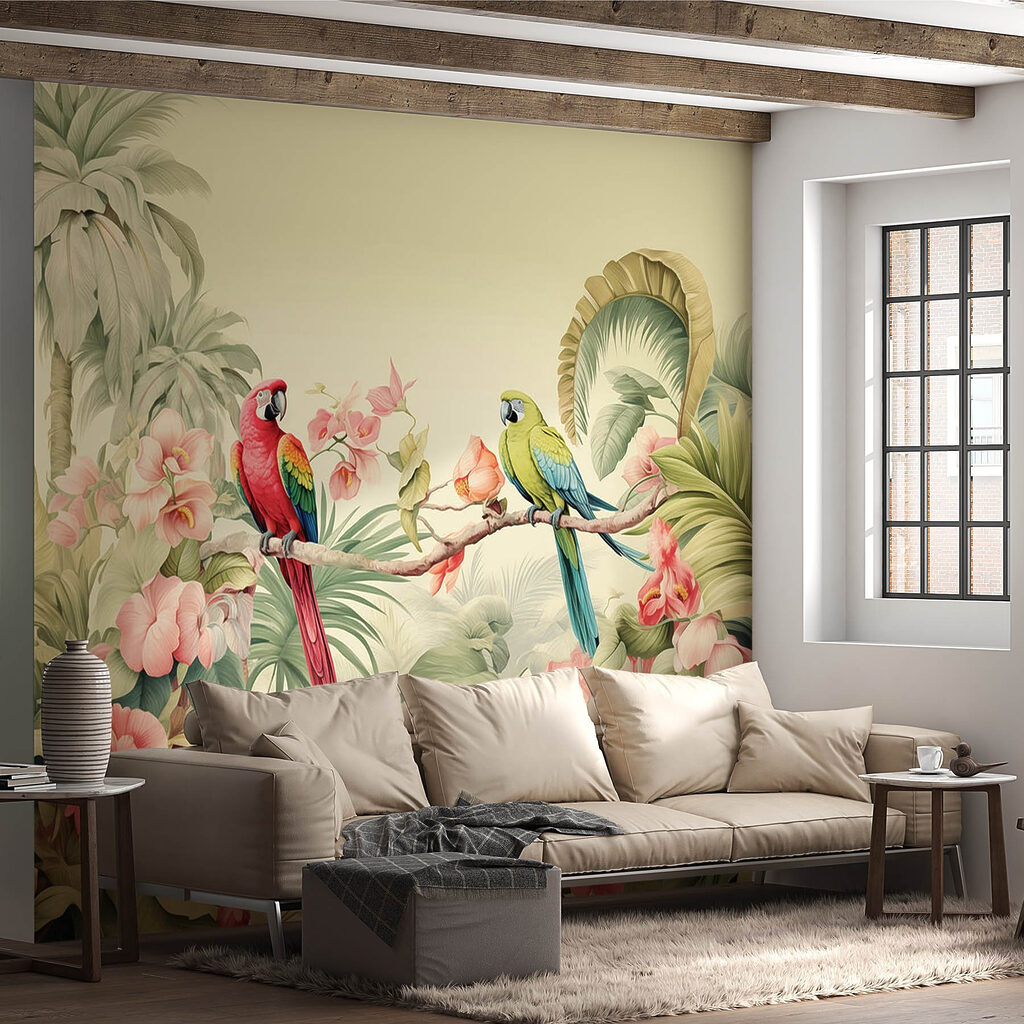 Papagaios entre flores tropicais — interior 3