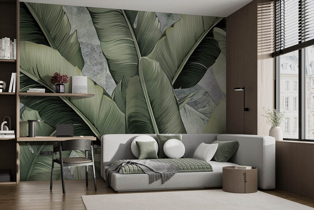 Folhas de bananeira escuras — interior 1