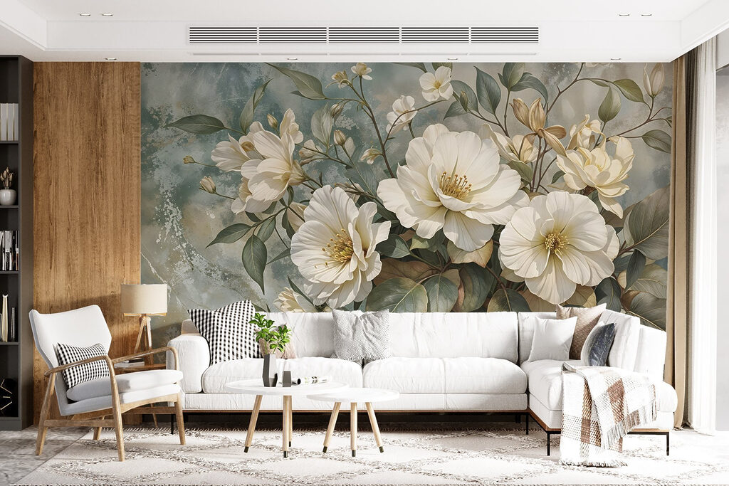 Ramo branco e folhagem — interior 3