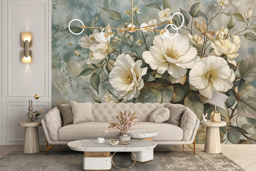 Ramo branco e folhagem — interior 6