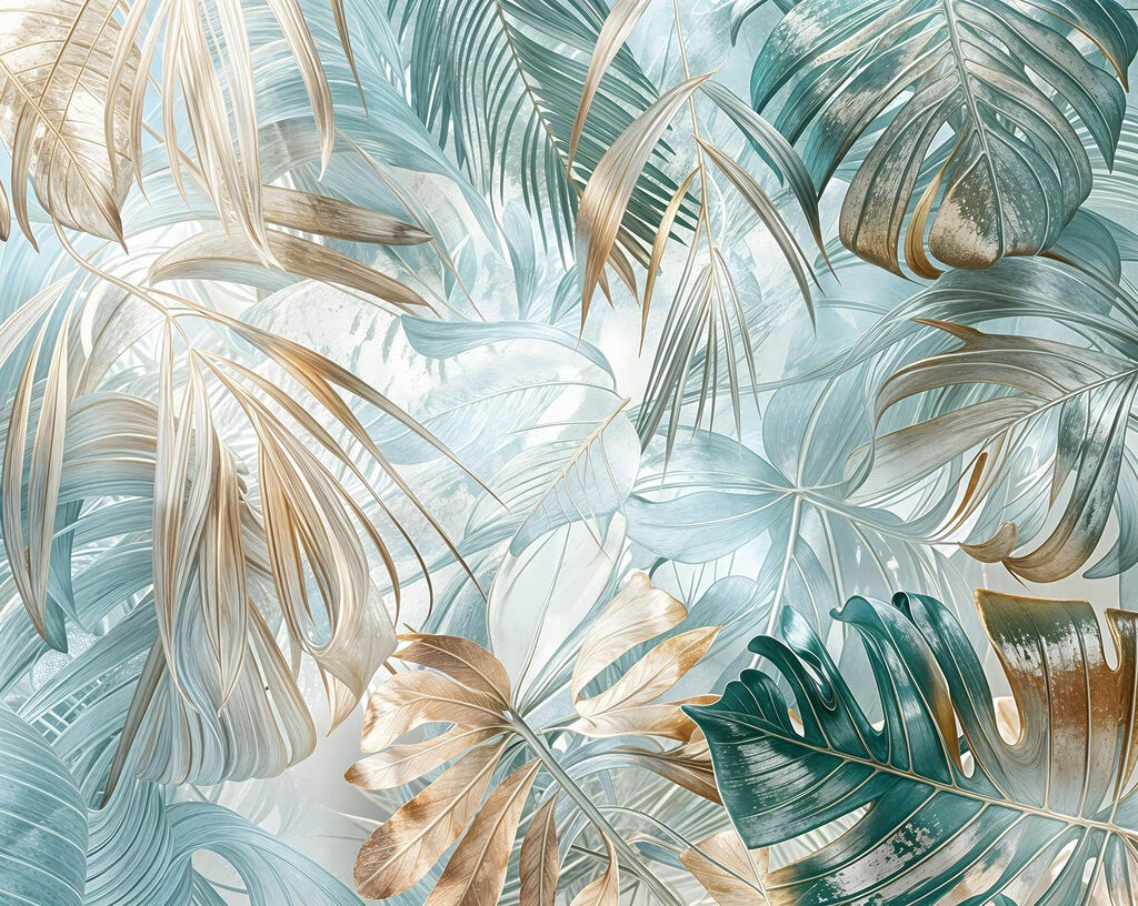 Folhas de palmeira turquesa — design completo
