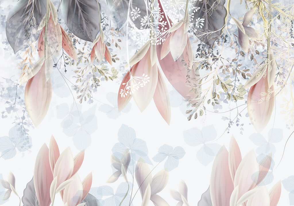 Ramos suspensos sobre flores — design completo