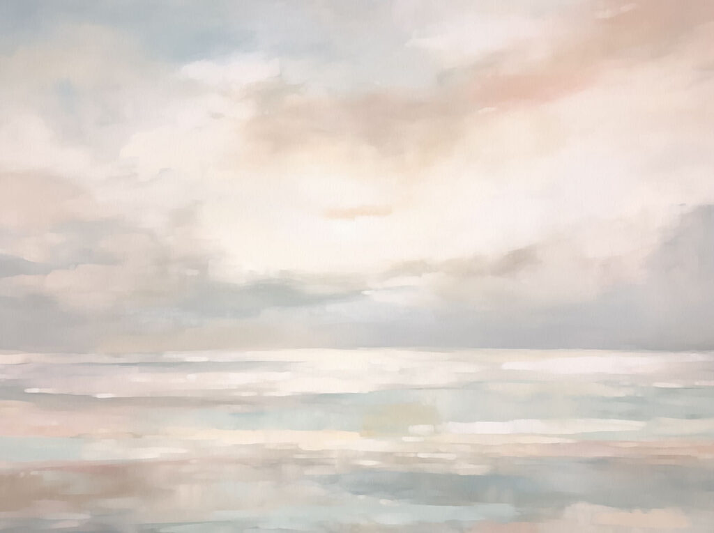 Céu sobre mar calmo — design completo