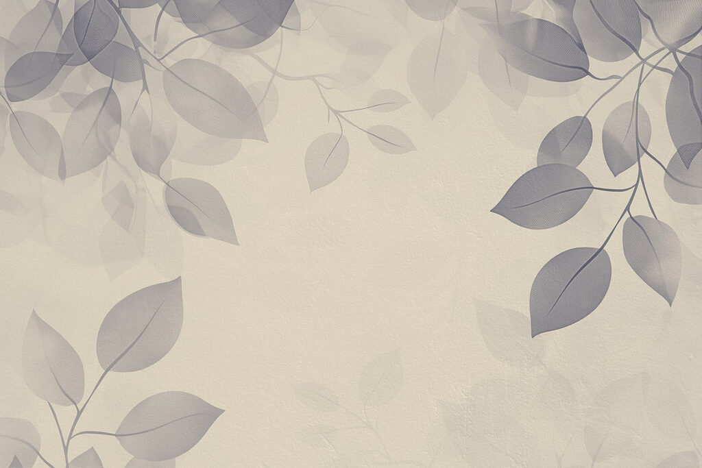 Folhas cinzentas emolduradas — design completo