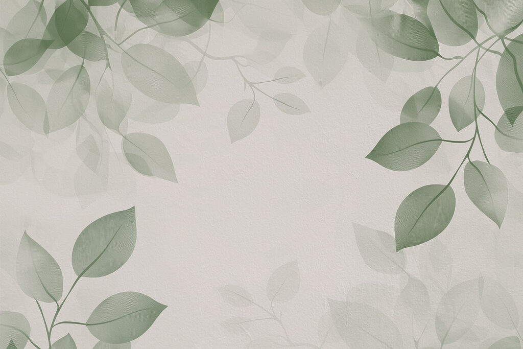 Folhas cinzentas emolduradas — design completo